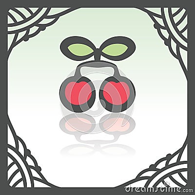 Vector outline cherry fruit icon. Modern infographic logo and pictogram. Vector Illustration