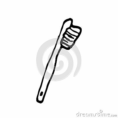 Vector outline classic tooth brush icon on white background Vector Illustration