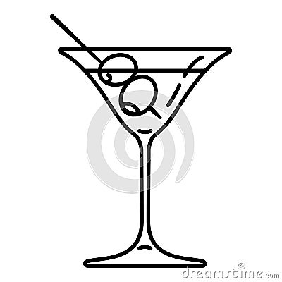 Vector Outline Cocktail Glass Icon Vector Illustration