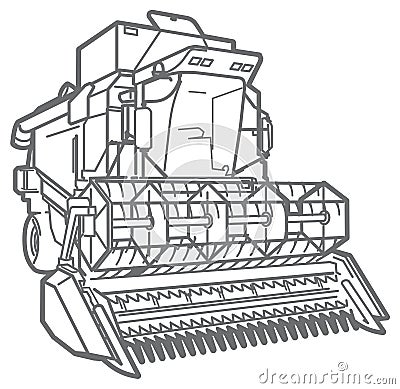 Vector outline combine-harvester Vector Illustration