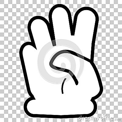 Outline counting or vote hand, four, at transparent effect background Vector Illustration