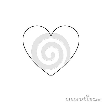 Vector Outline Heart Icon, Simple Love Symbol, Black Line Isolated. Vector Illustration