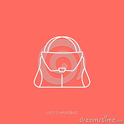 Vector outline icon of woman accessories - lady hand bag Vector Illustration