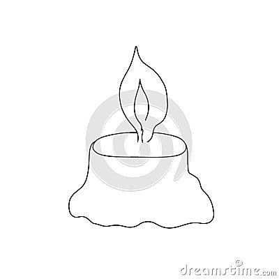 Vector outline illustration of a simple candle, isolated object on the white background, clipart Vector Illustration