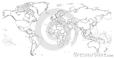 Vector outline of political world map Vector Illustration