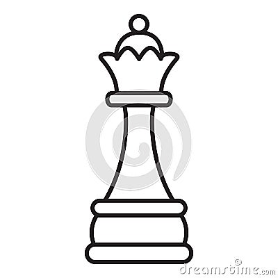 Vector Outline Queen Chess Icon Vector Illustration