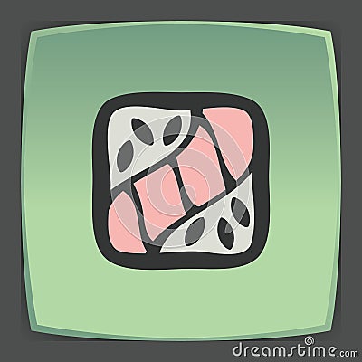 Vector outline sushi roll with raw fish japan food icon. Modern logo. Vector Illustration