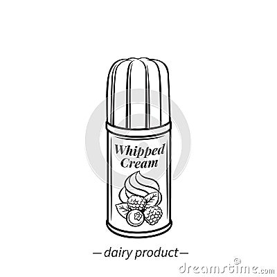 Outline whipped cream bottle Vector Illustration