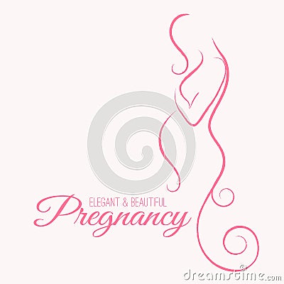 Vector outlined silhouette of expectant woman Vector Illustration