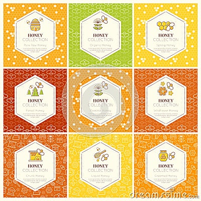 Vector packaging design - natural honey collection Vector Illustration