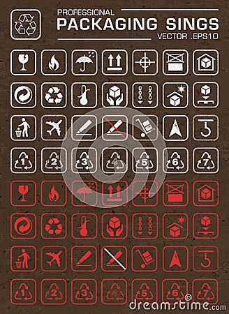 Vector Packaging Grunge Icons Set Vector Illustration