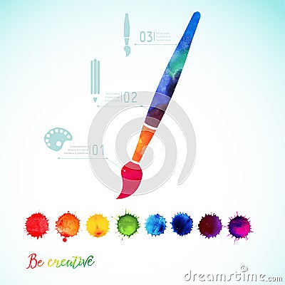 Vector paint brush silhouette made of watercolor Vector Illustration