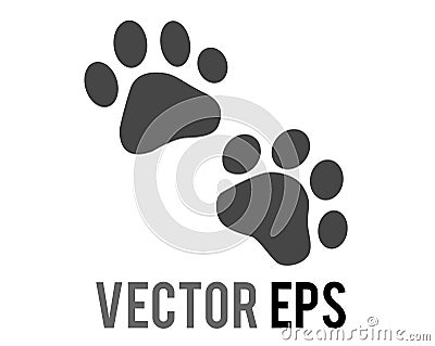 Vector pair of dark paw prints icon, showing four toes and pad Vector Illustration