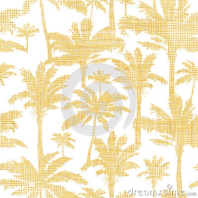 Vector palm trees golden textile seamless pattern Vector Illustration