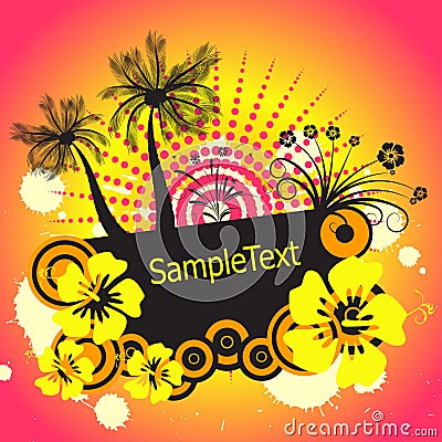 Vector palmtree and flowers Vector Illustration