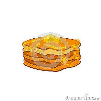 Vector pancakes, cartoon illutration, buttermilk pancakes, sweet pancake isolated on white background. Vector Illustration