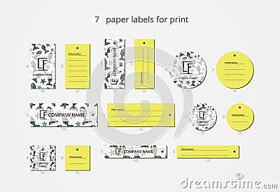 Vector paper clothing labels for print with pattern funky fish Vector Illustration