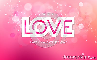 Vector paper inscription love on a pink background Vector Illustration