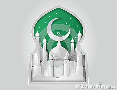 Vector of paper Mosque. Vector Illustration
