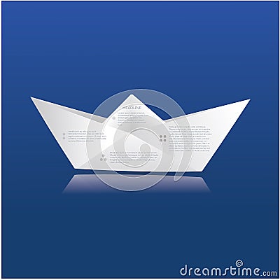 Vector paper origami boat. Paper sign with space for your text. Vector Illustration