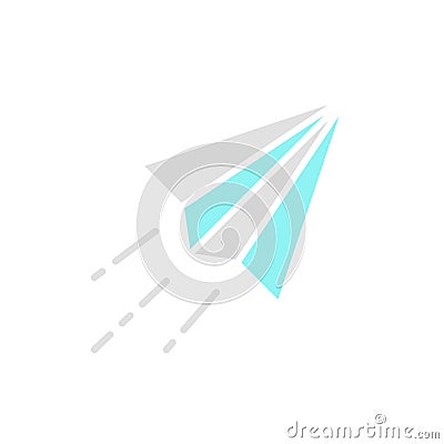 Vector paper plane, origami airplane white line icon. Vector Illustration