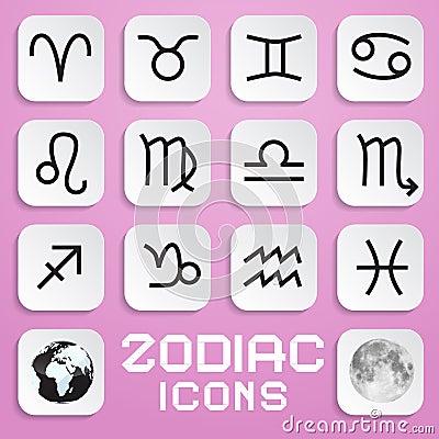 Vector Paper Zodiac, Horoscope Square Symbols Vector Illustration