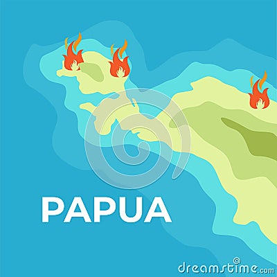 Vector Papua Chaos in Demonstration illustrated with Fire Vector Illustration