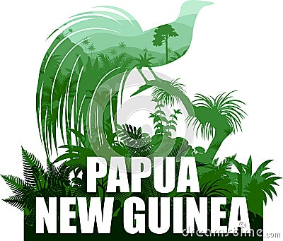 Vector Papua New Guinea illustration with lesser bird of paradise Vector Illustration