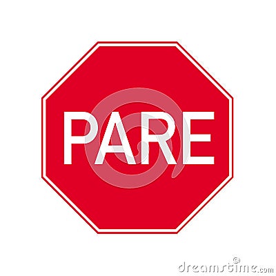 Vector Pare Spanish Stop Sign Vector Illustration