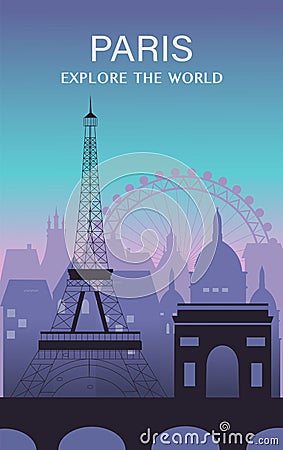 Paris city travel background Vector Illustration