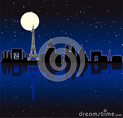 Vector Paris silhouette skyline Vector Illustration