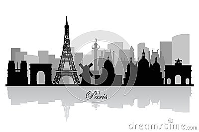 Vector paris skyline silhouette Vector Illustration