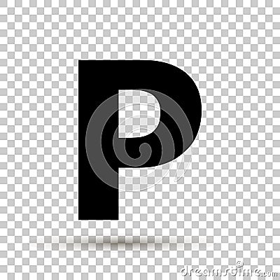 Vector parking icon, includes inscription P. Parking Sign. Vector Illustration