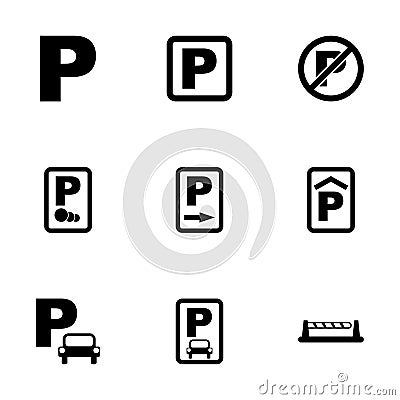 Vector parking icon set Vector Illustration