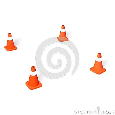 Vector parking lot with orange traffic cones Cartoon Illustration