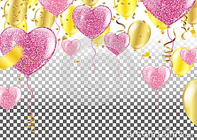 Vector party balloons illustration. Confetti Greeting card desi Vector Illustration