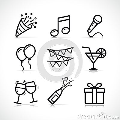 Vector party festive icons set Vector Illustration