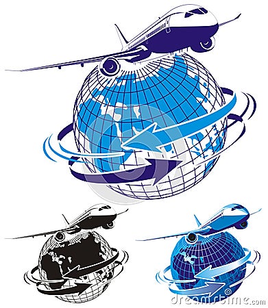 Vector passenger airliner as a logo Vector Illustration