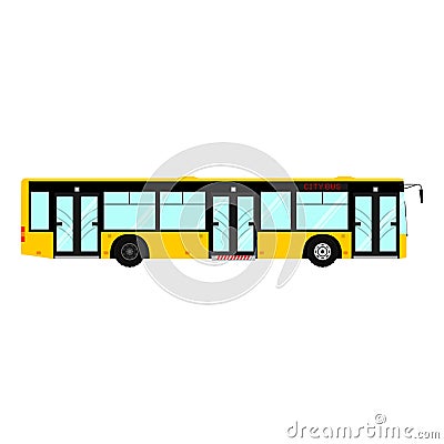 Vector passenger public modern urban transport: municipal bus. Side view city transport. on white background. Vector Illustration