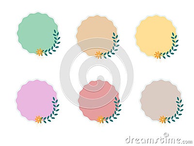 Vector pastel pie text box Flower pattern, foliage, white background Vector Illustration