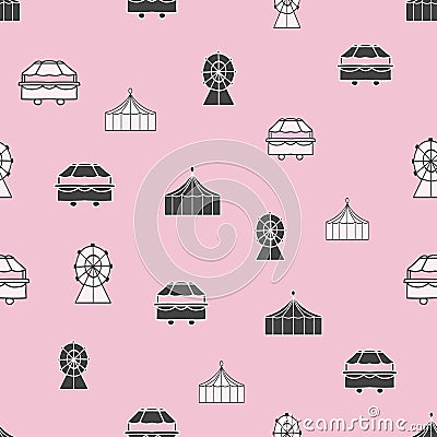 Vector pastel pink black and white carnival elements seamless repeat pattern background Vector Illustration