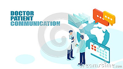 Vector of a patient meeting a physician for annual checkup Vector Illustration