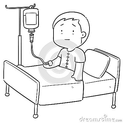 Vector of patient using infusion medicine Vector Illustration