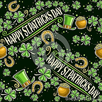 Vector Patrick`s Day Seamless Pattern Vector Illustration