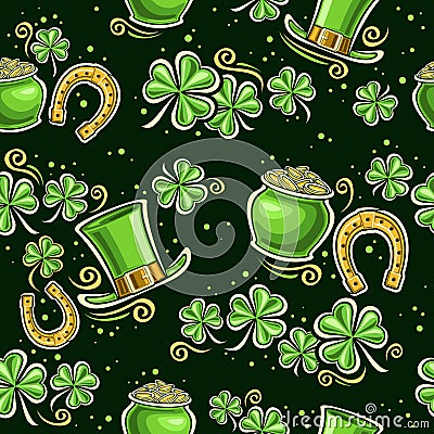 Vector Patrick`s Day Seamless Pattern Vector Illustration