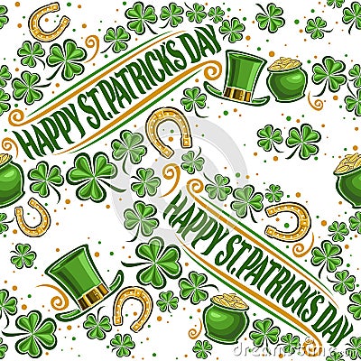 Vector Patrick`s Day Seamless Pattern Vector Illustration