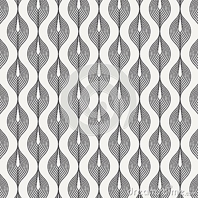 Vector pattern. Abstract stylish background with stylized linear twist curve petals on garland. Vector Illustration