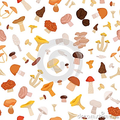 Vector pattern or background illustration with cartoon mushrooms Vector Illustration