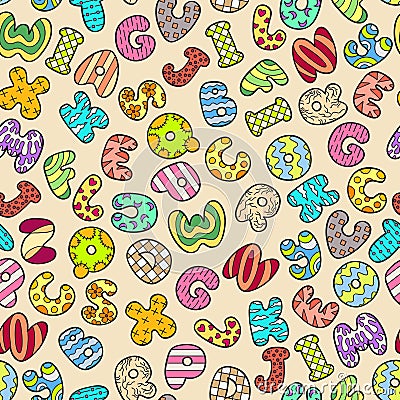 Vector pattern with colorful english letters Vector Illustration