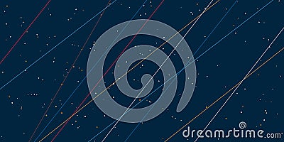 Vector Pattern - Colorful Slanted Lines, Stripes and Random Starlike Dots on a Dark Background - Minimalist Wide Scale Texture Vector Illustration